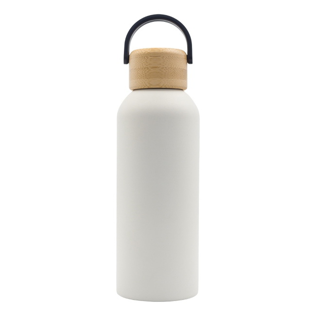 Astoria 500 ml – biała butelka termiczna z bambusem