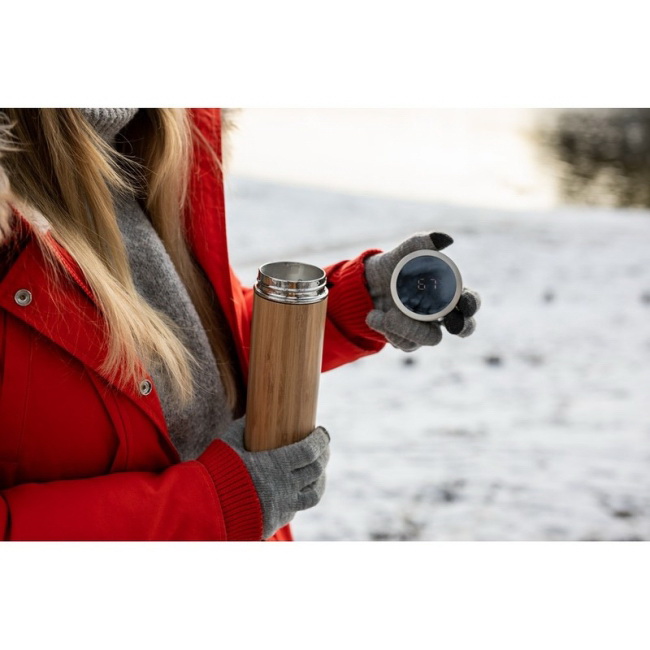 Bambusowy termos 500 ml z wyświetlaczem i sitkiem