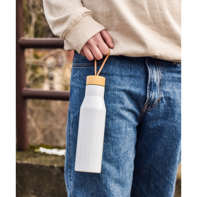 Biała butelka termiczna 500 ml Lavotto, stal 18/8