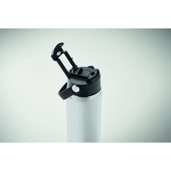 Biała butelka termiczna 500 ml Suma grip ze słomką