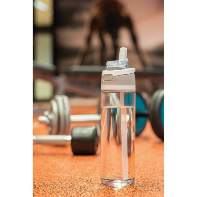 Biały bidon RPET 800 ml z rurką i blokadą Omni Sip