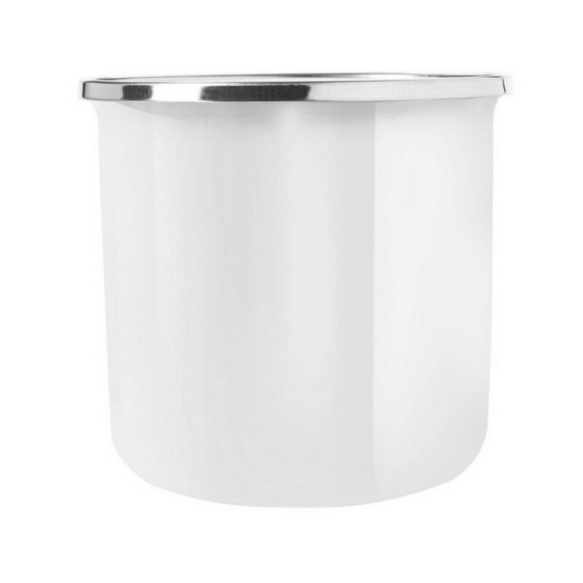 Biały kubek emaliowany 360 ml z nadrukiem logo