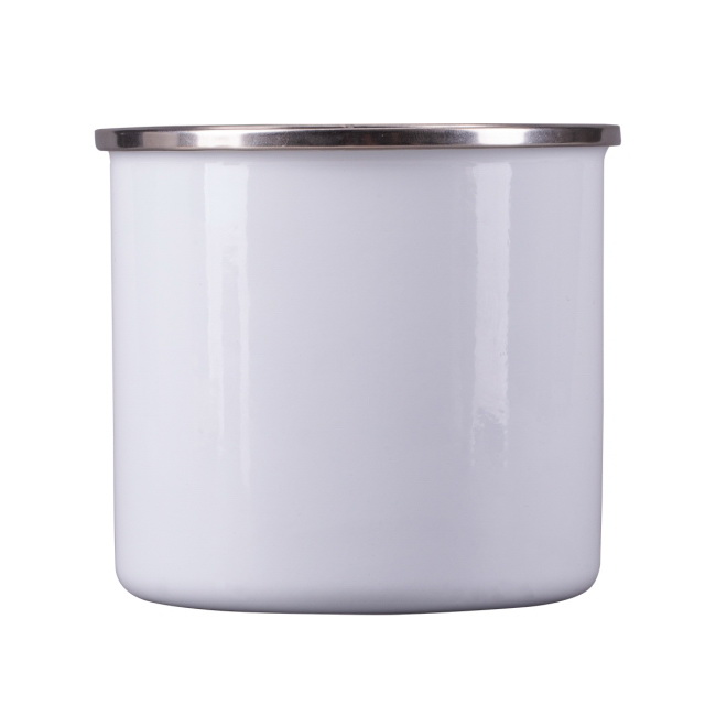 Biały kubek emaliowany Oldie 500 ml z nadrukiem