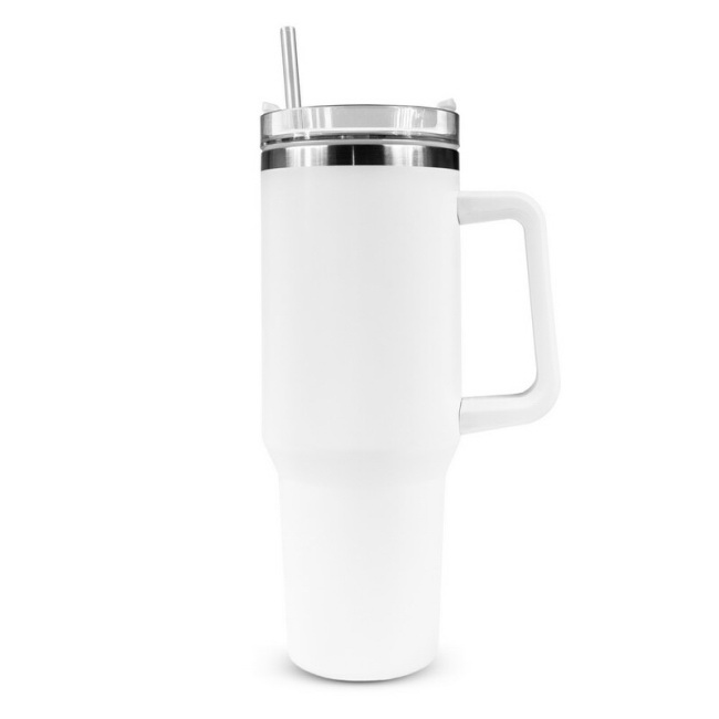 Biały kubek termiczny 1200 ml z uchwytem, stal 18/8