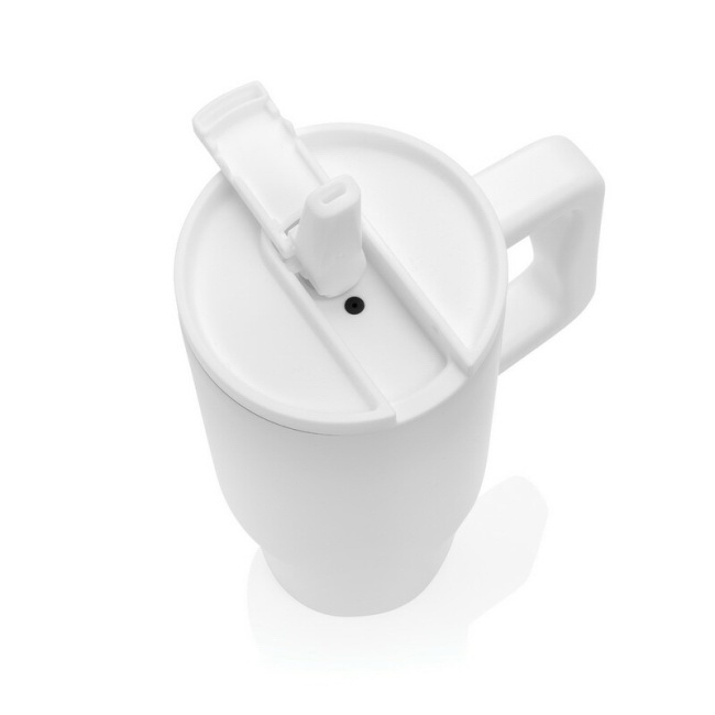 Biały kubek termiczny 900 ml z uchem stal z recyklingu