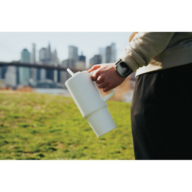 Biały kubek termiczny 900 ml z uchwytem, eko stal