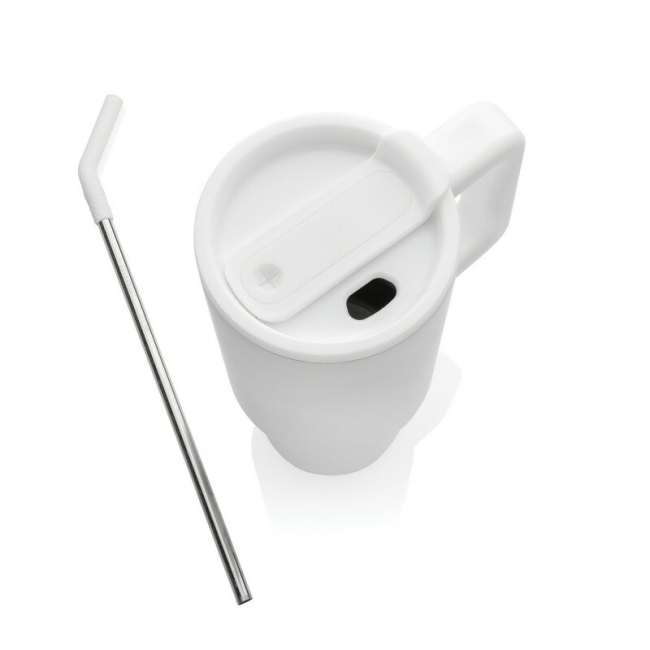 Biały kubek termiczny 900 ml z uchwytem, eko stal