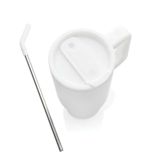 Biały kubek termiczny 900 ml z uchwytem, eko stal