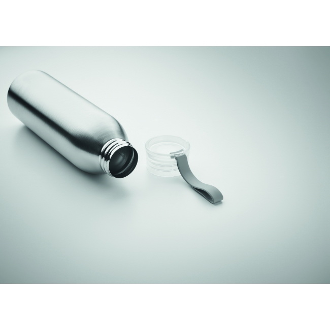 Bidon 650 ml stalowy biały z logo, z zawieszką