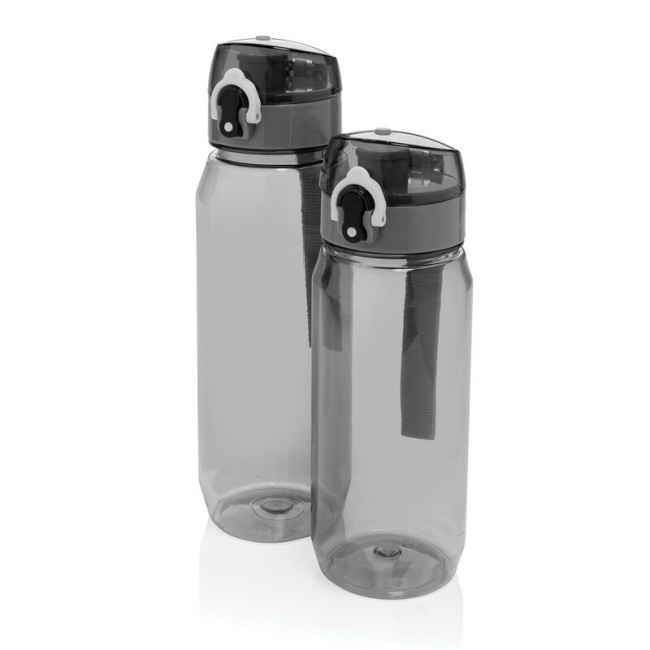 Bidon RPET 800 ml czarny z klapką i karabińczykiem