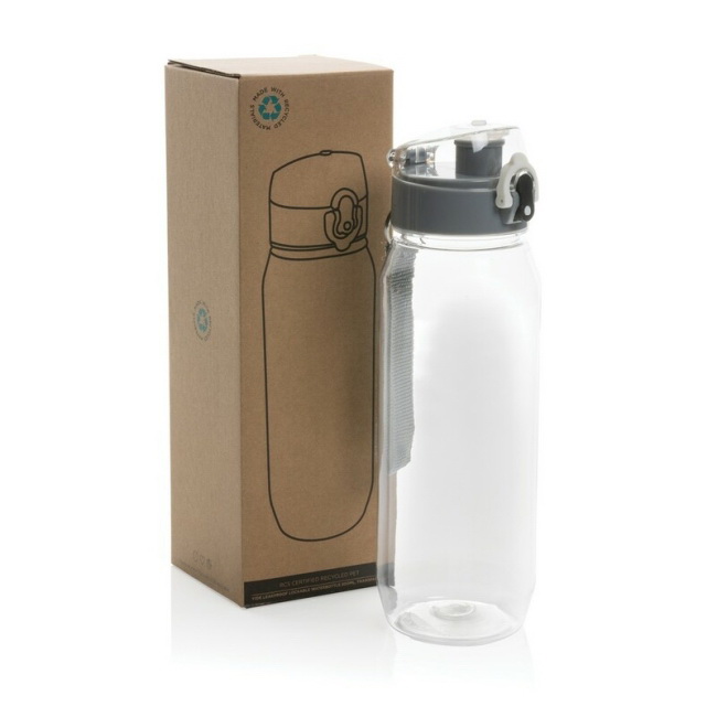 Bidon RPET 800 ml transparentny, szary korek