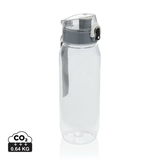 Bidon RPET 800 ml transparentny, szary korek