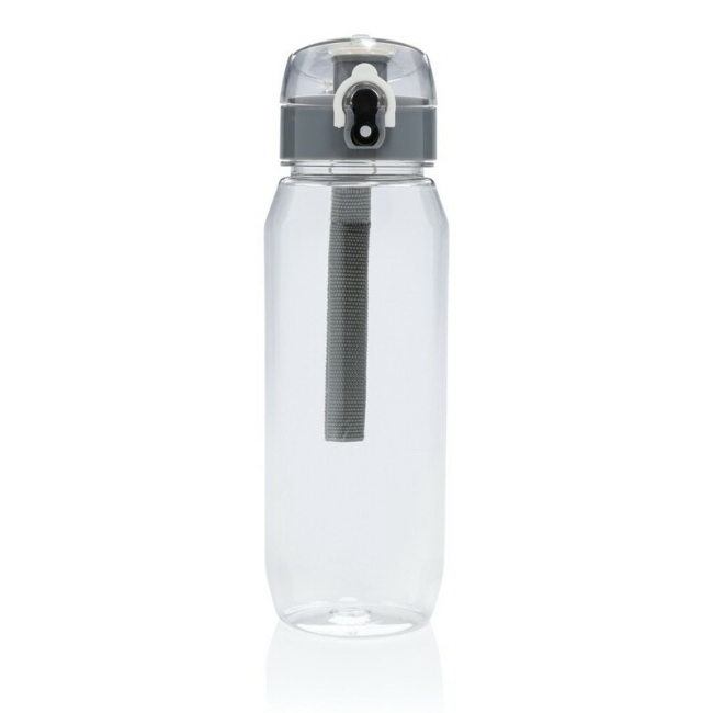 Bidon RPET 800 ml transparentny, szary korek