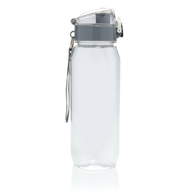 Bidon RPET 800 ml transparentny, szary korek
