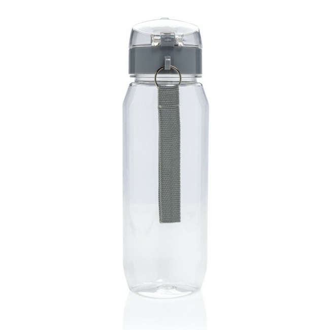 Bidon RPET 800 ml transparentny, szary korek