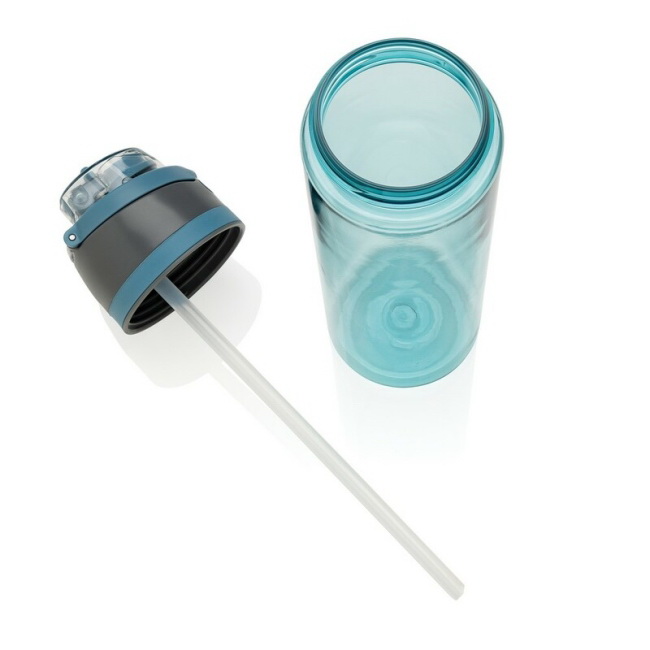 Bidon RPET 800 ml z ustnikiem – niebieski z nadrukiem