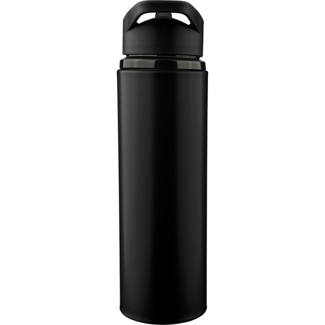 Bidon stalowy 500 ml czarny ze słomką i logo