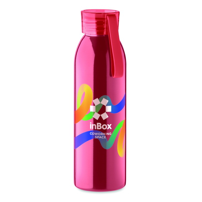 Bidon stalowy 650 ml różowy połysk z nadrukiem