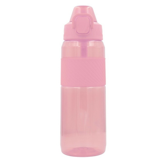 Bidon Tritan Flore 850 ml, różowy z opaską silikonową