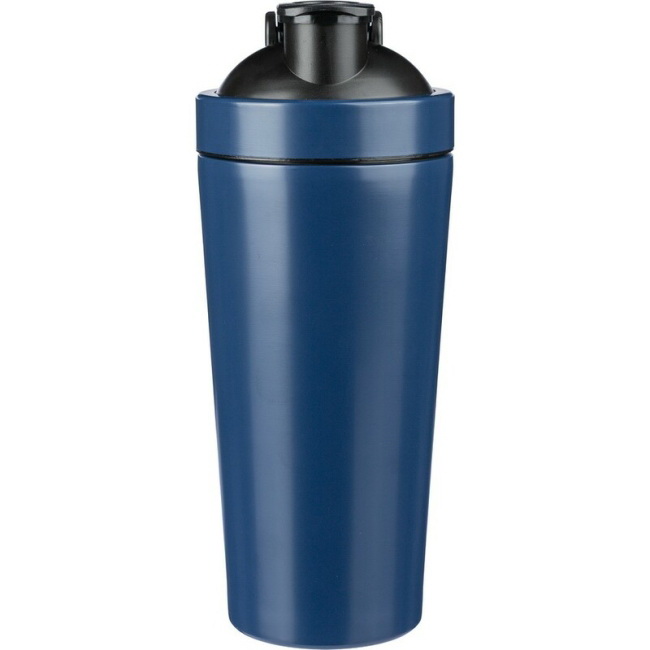 Błękitny bidon-shaker 750 ml, stal nierdzewna z logo
