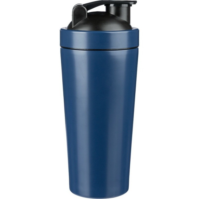 Błękitny bidon-shaker 750 ml, stal nierdzewna z logo