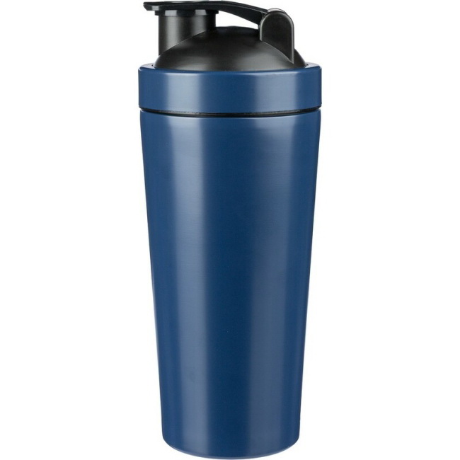 Błękitny bidon-shaker 750 ml, stal nierdzewna z logo