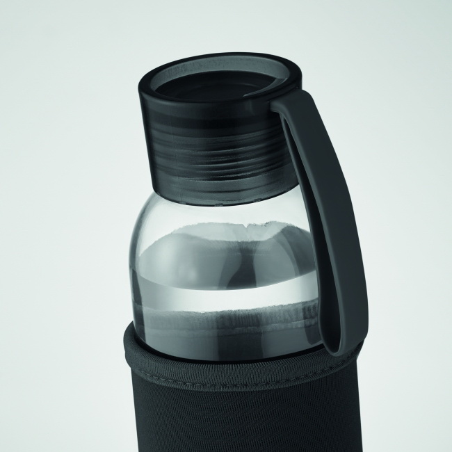 Butelka szklana 500 ml czarna + etui neoprenowe
