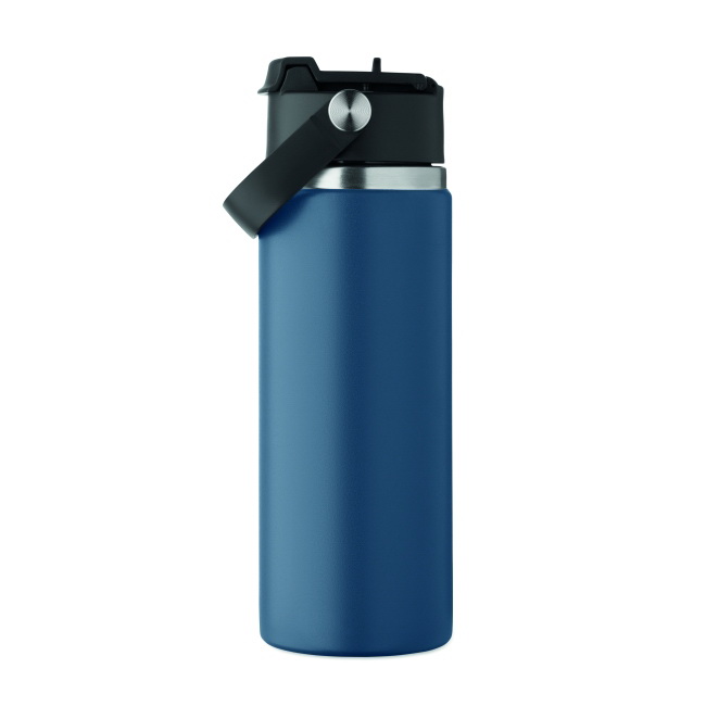 Butelka termiczna 500 ml granatowa ze słomką