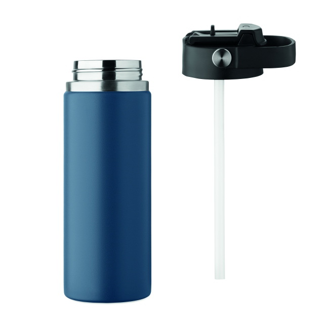 Butelka termiczna 500 ml granatowa ze słomką