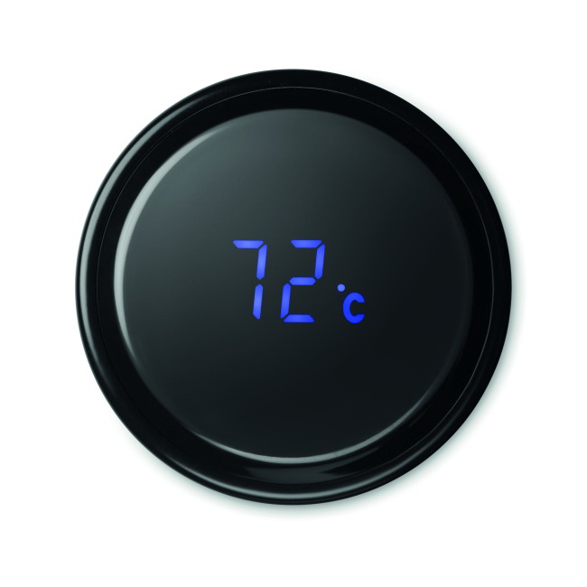 Czarna butelka termiczna 450 ml z LED i zaparzaczem