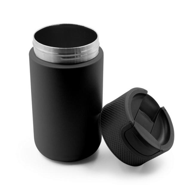 Czarna stal: kubek termiczny 400 ml z uchwytem