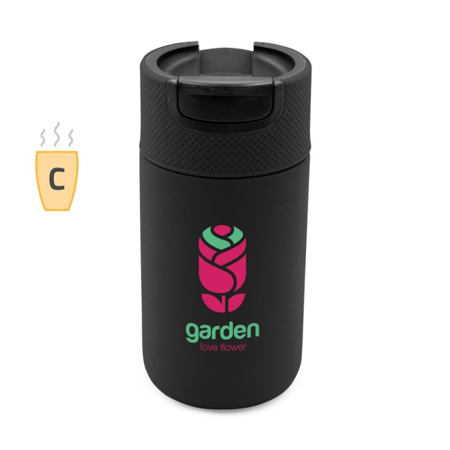 Czarna stal: kubek termiczny 400 ml z uchwytem
