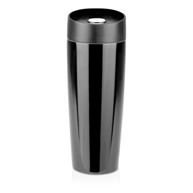 Czarny kubek termiczny Lottie 375 ml z przyciskiem