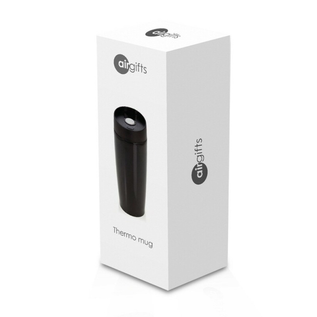 Czarny kubek termiczny Lottie 375 ml z przyciskiem