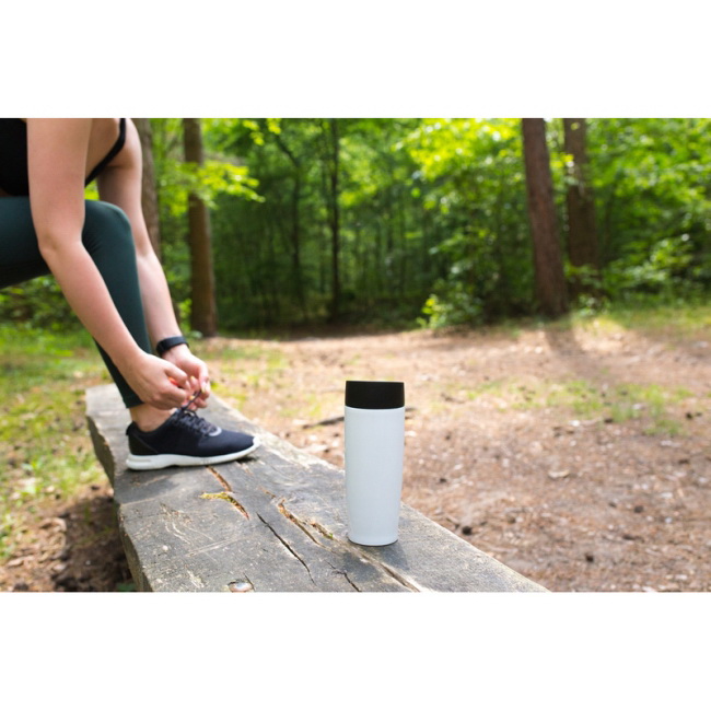 Czarny kubek termiczny Lottie 375 ml z przyciskiem