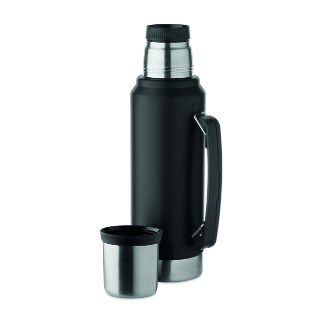 Czarny termos próżniowy Nyima 1 L z grawerem