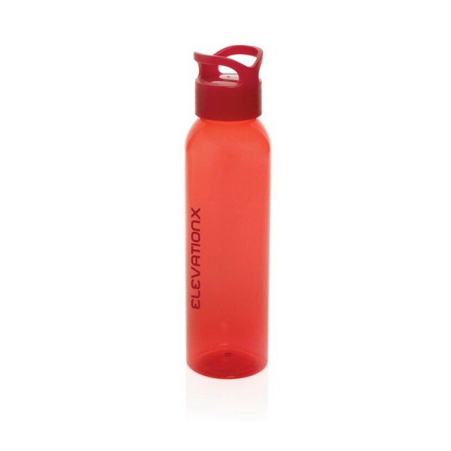 Czerwona butelka RPET 650 ml z miejscem na logo