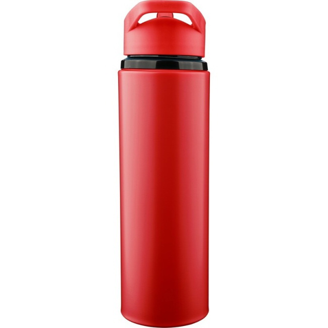 Czerwony bidon 500 ml, stal z recyklingu, ustnik, logo