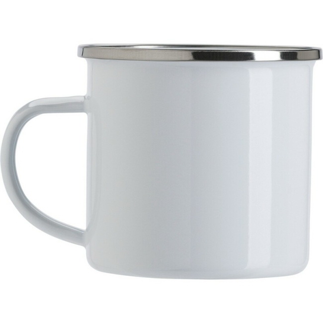 Emaliowany kubek biały 350 ml z nadrukiem logo