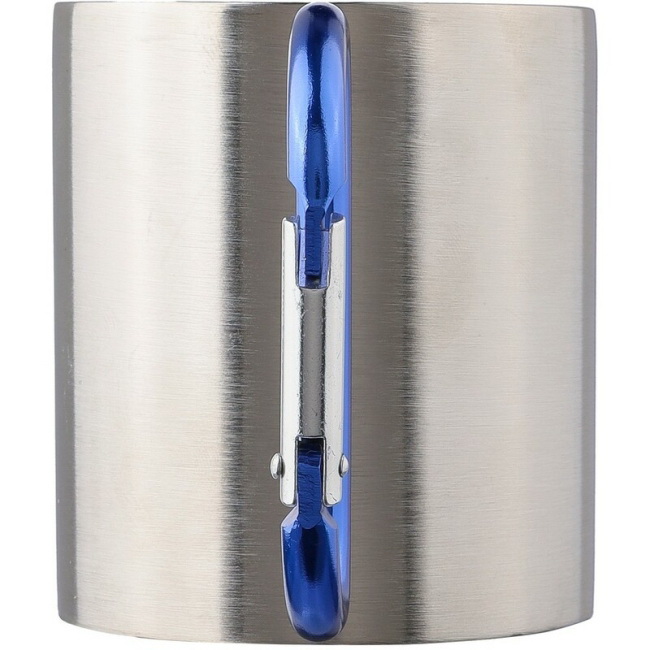 Granatowy kubek stalowy 185 ml z karabińczykiem