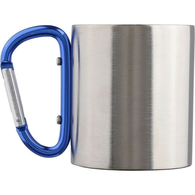 Granatowy kubek stalowy 185 ml z karabińczykiem