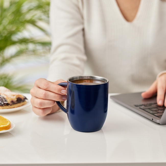 Granatowy kubek stalowy 350 ml z logo