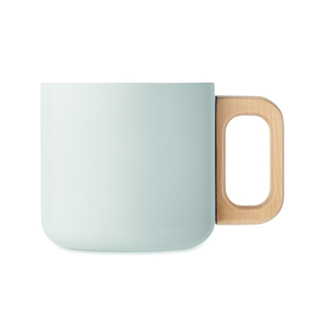 Kubek dwuścienny Acero 350 ml biały, uchwyt drewniany