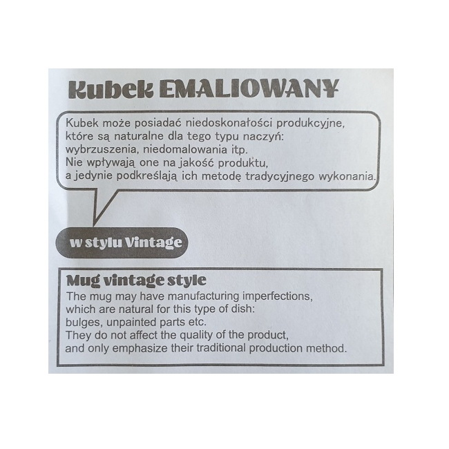 Kubek emaliowany Oldschool 500 ml czarny z logo