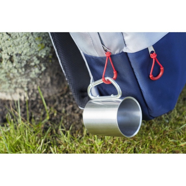 Kubek metalowy 185 ml z czerwonym karabińczykiem
