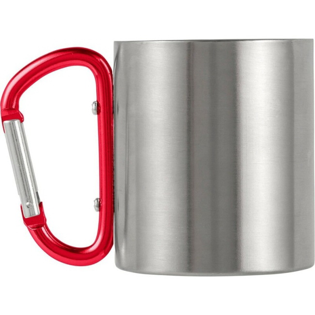 Kubek metalowy 185 ml z czerwonym karabińczykiem