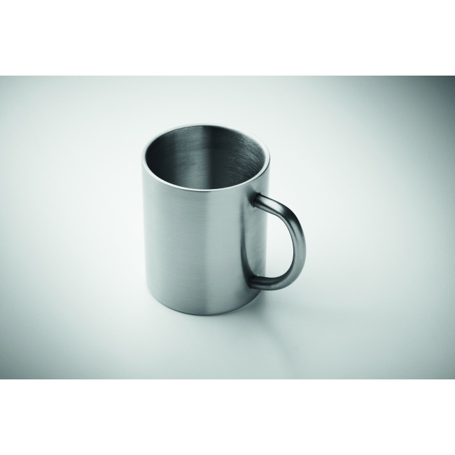 Kubek metalowy srebrny mat 260 ml z grawerem logo