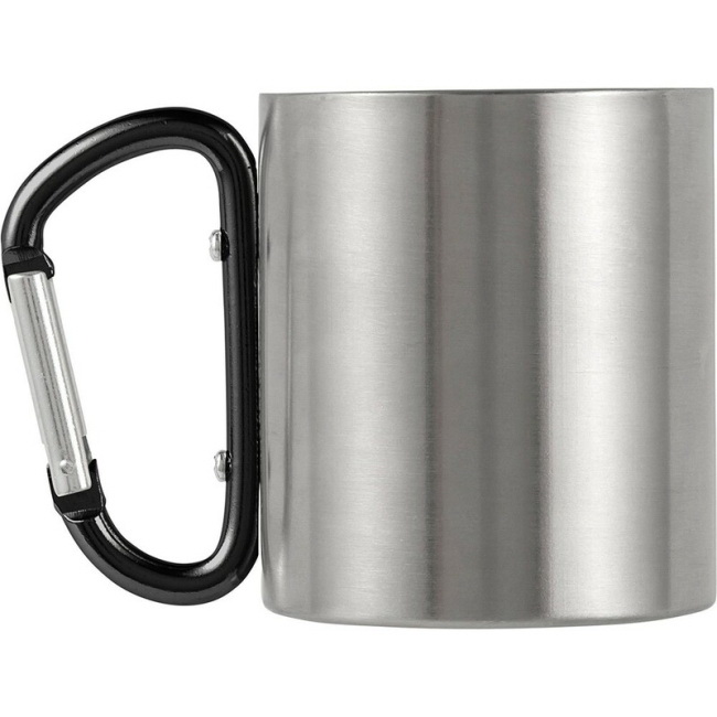 Kubek stalowy 185 ml czarny z karabińczykiem