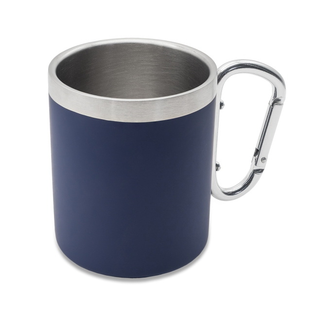 Kubek stalowy 300 ml Magaro granatowy, karabińczyk