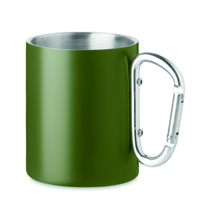 Kubek stalowy 300 ml z karabińczykiem, ciemnozielony